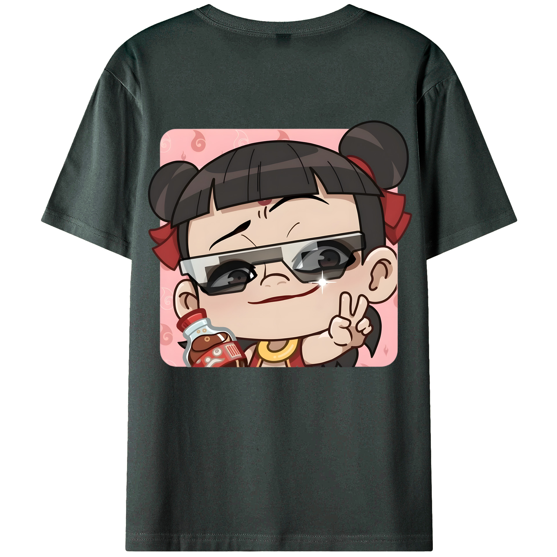 （画像用） Ne Zha 2 ナタ 魔童の大暴れ 綿100％ メンズ半袖Tシャツ（バックプリント） 通気性